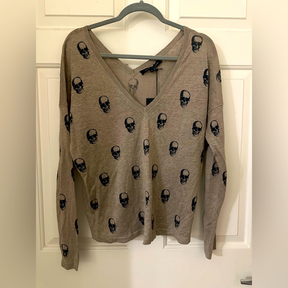 NWT Skull Cashmere Linen Sweater Top M